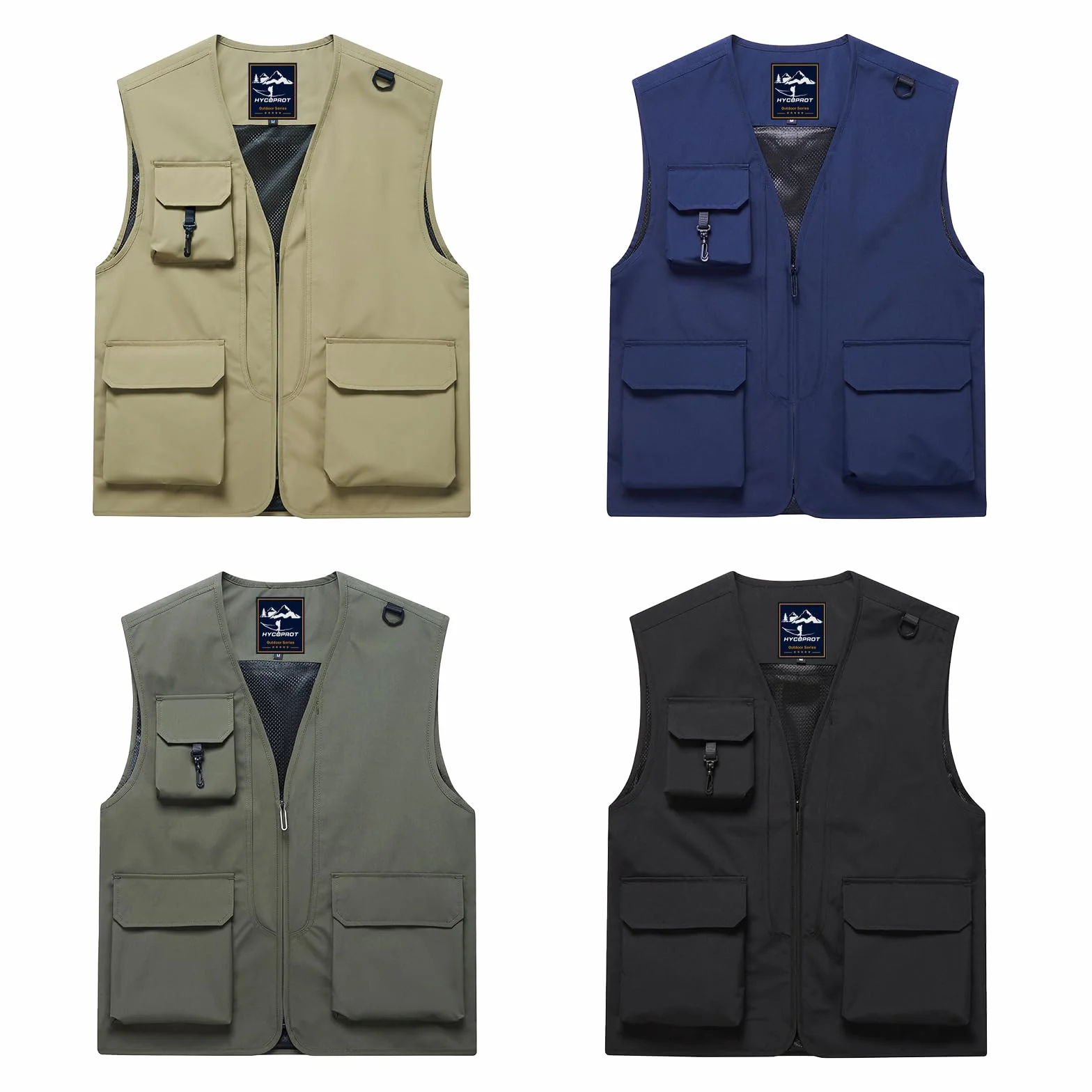 HYCOPROT Gilet da Pesca Uomo Outdoor Viaggio Gilet Casual Senza Maniche per Uomo Leggero Impermeabile Giacca Utility Cargo da Lavoro Cappotto Invernale con 5 Tasche Caccia Escursionismo Arrampicata