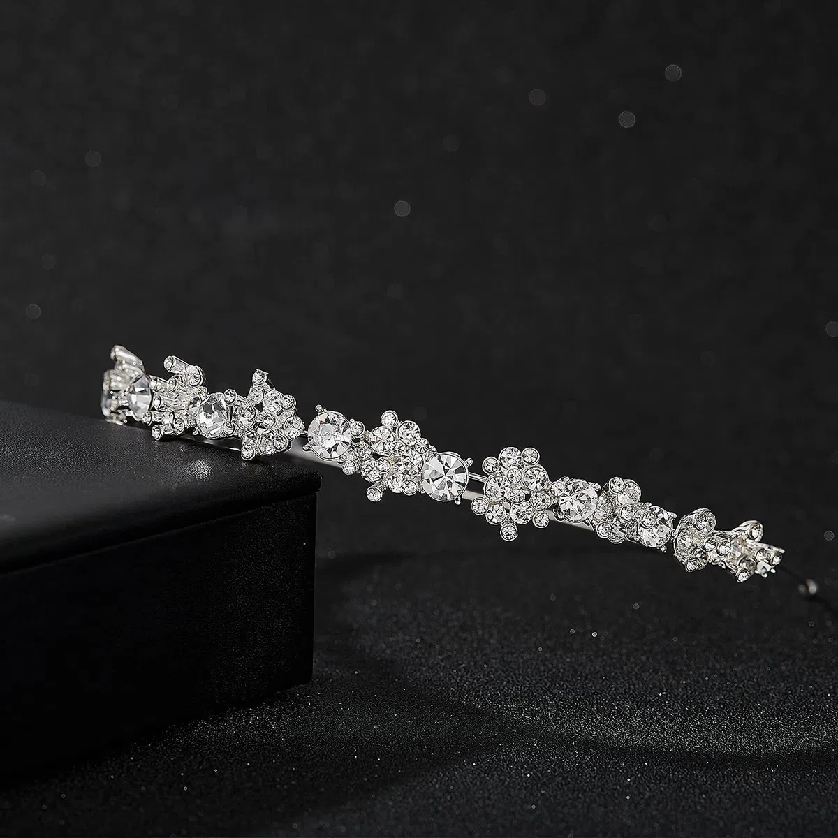 SWEETV Cristallo Nozze Cerchietti Argento Nuziale Fasce per Capelli Strass Copricapo Tiara Le signore Accessori Capelli per Le spose