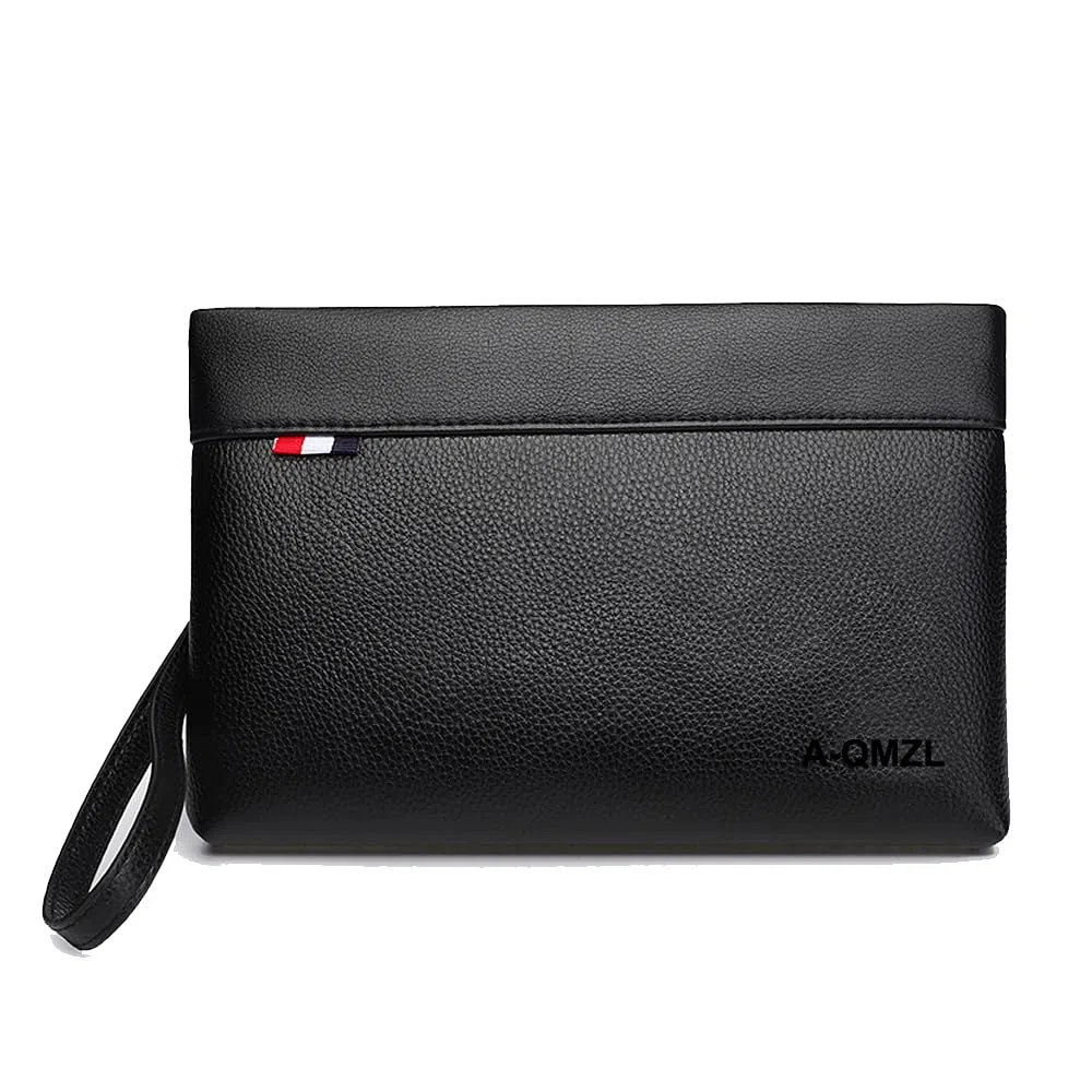 A-QMZL pochette uomo Borsello Uomo a Mano da Polso Nera Il Nuovo Borsa uomo Pelle Elegante Grande Capacità Pochette con fessura per carte per Lavoro Viaggio Casual Ufficio Borsetta (Nero1)