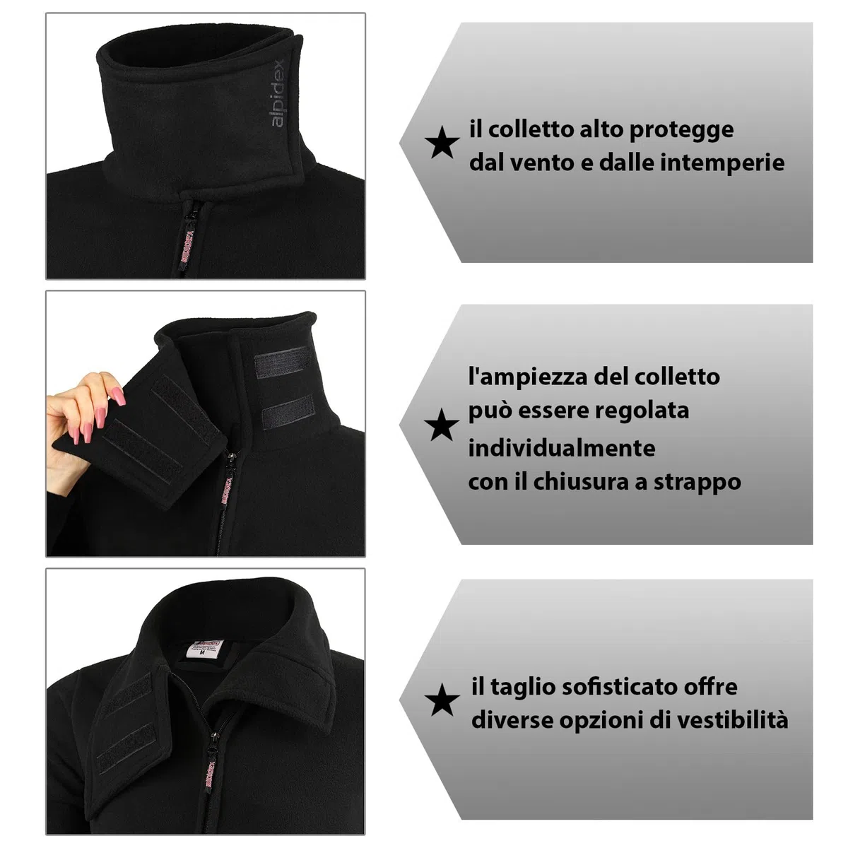 ALPIDEX Giacca Donna Pile Calda Morbido Full Zip Coletto Alto Antivento Felpa Outdoor Caldissima Invernale Termica Cerniera