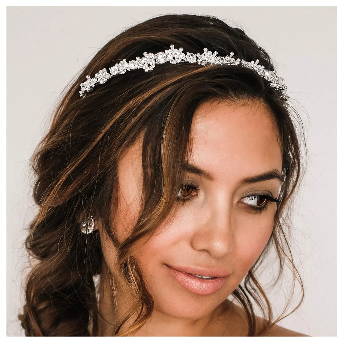 SWEETV Cristallo Nozze Cerchietti Argento Nuziale Fasce per Capelli Strass Copricapo Tiara Le signore Accessori Capelli per Le spose