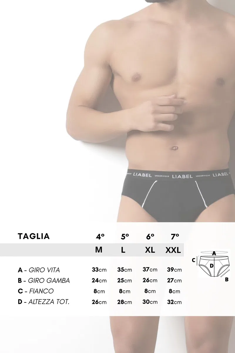 Liabel | 6 Slip Uomo Cotone Bianco Nero e Colorati Mutande Uomo Pack con Cuciture Rinforzate Set Intimo Uomo Slip con Elastico Esterno Male Underwear