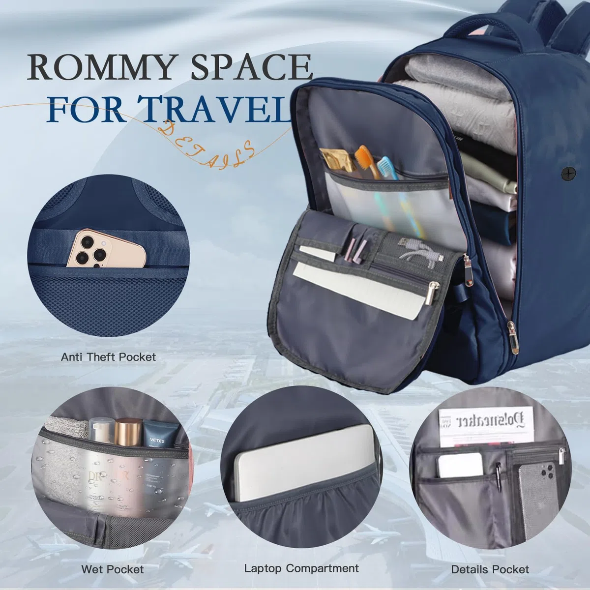 xlodea Zaino Easyjet 45x36x20, Bagaglio a Mano per Easyjet 45x36x20 Impermeabile Borse da Cabina Zaino da Viaggio Aereo Donna Borsa da Viaggio