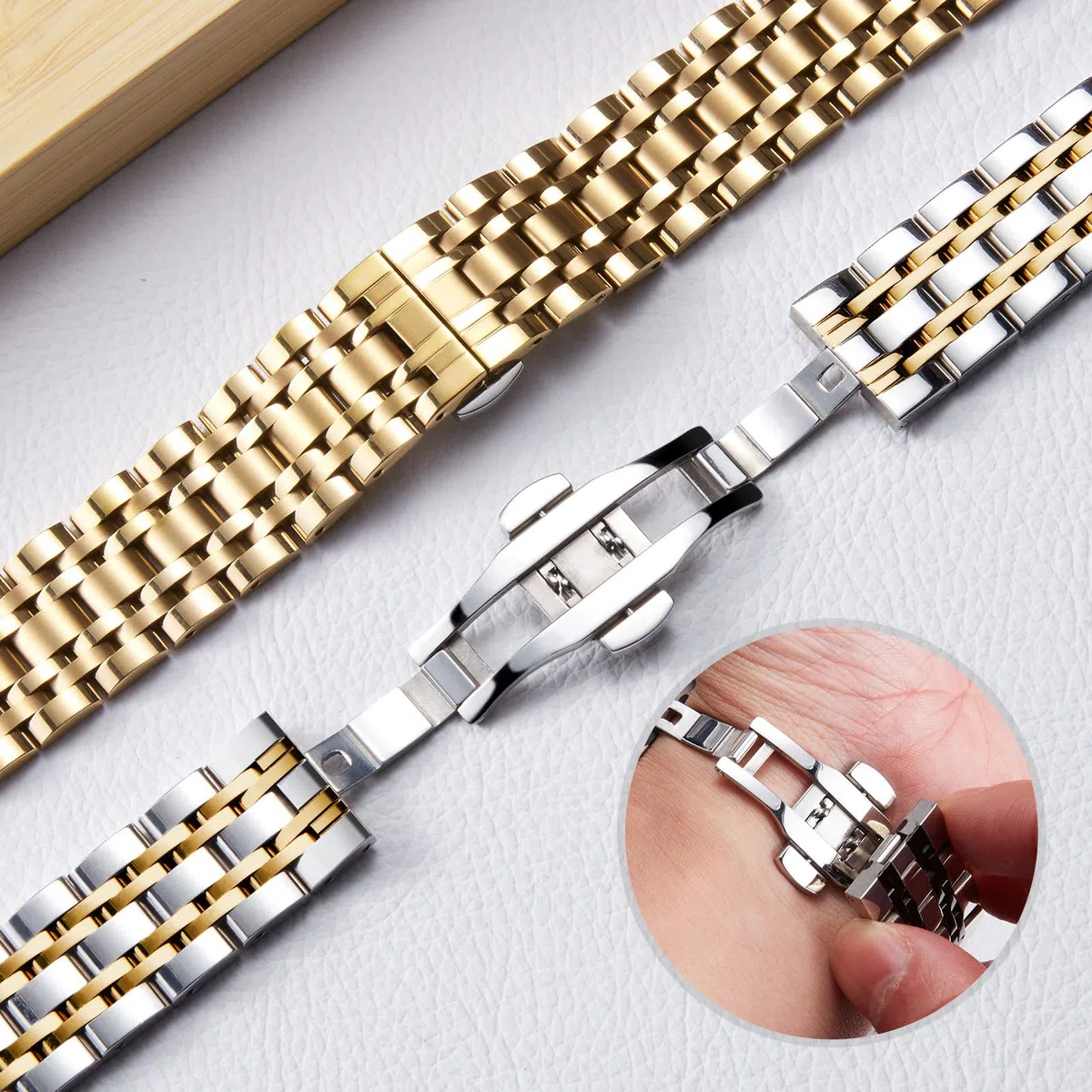 BINLUN Cinturino Per Orologi in Acciaio 12mm 13mm 14mm 15mm 16mm 17mm 18mm 19mm 20mm 21mm 22mm 23mm 24mm Metallo Cinturino di Ricambio Per Smartwatch Per Donne Uomo 7 Colori