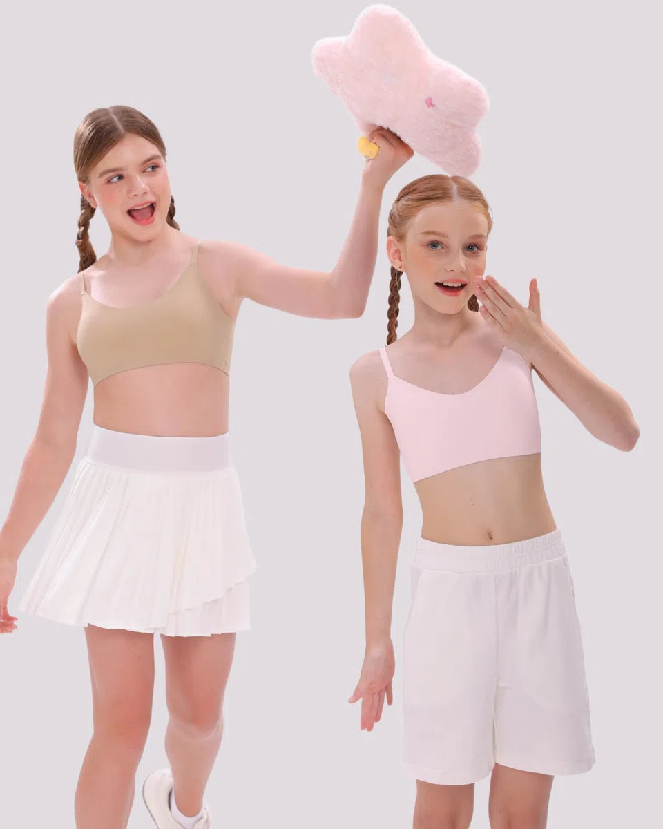 SALIA GIRL Reggiseni Sportivi con Imbottitura Fissa Morbida per Ragazze, Senza Cuciture, Ideali per Adolescenti dai 10 ai 14 Anni, con Spalline Regolabili