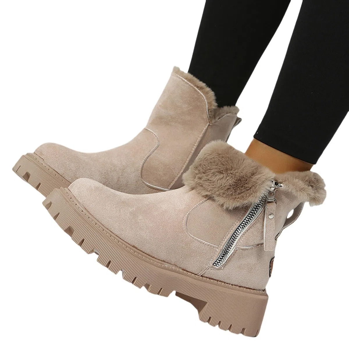 Stivali invernali da donna, imbottiti, per attività all'aperto, caldi, antiscivolo, con chiusura a strappo laterale, eleganti, in cotone, classici stivali corti
