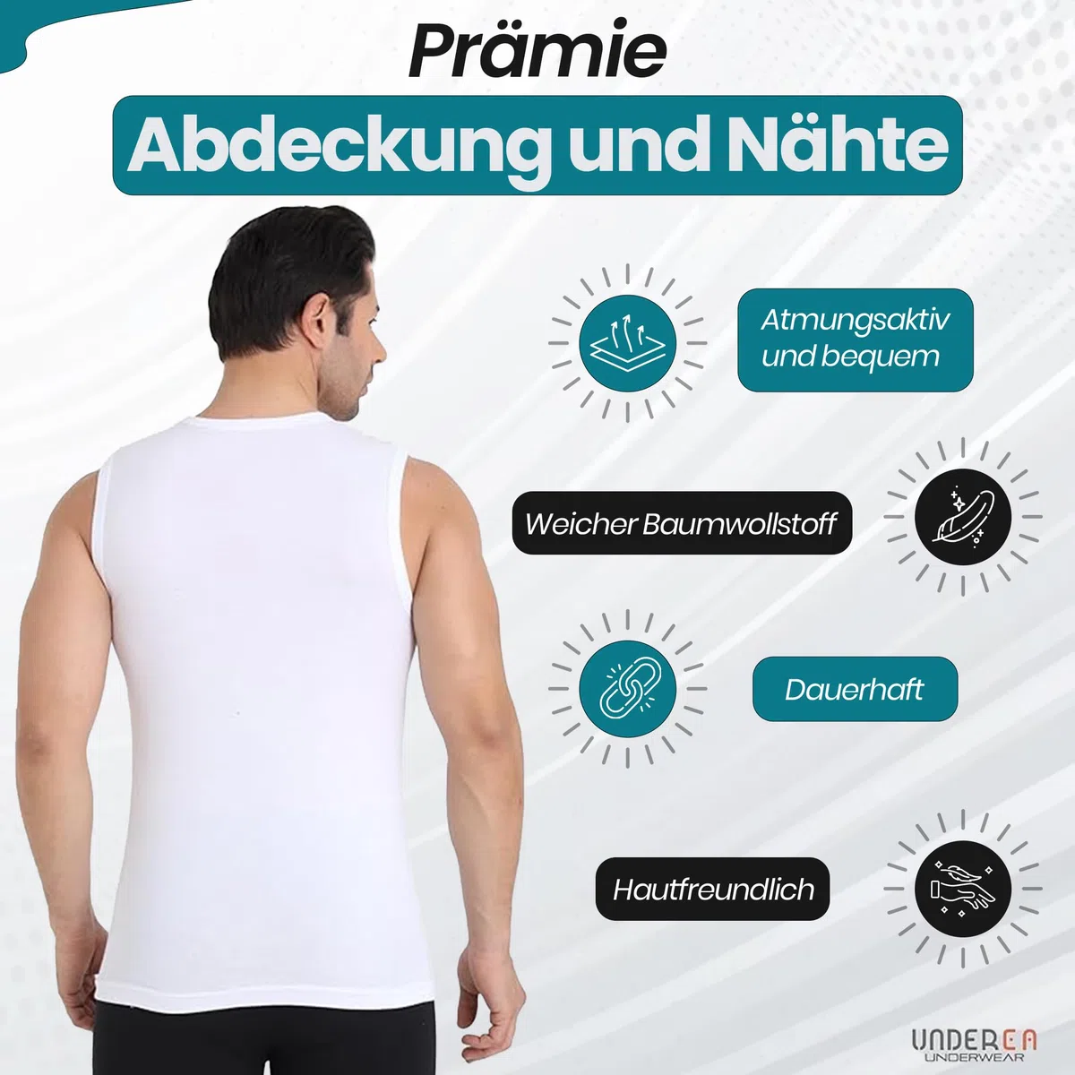 Canottiera da uomo, confezione da 3, 100% cotone, traspirante, scollo a V