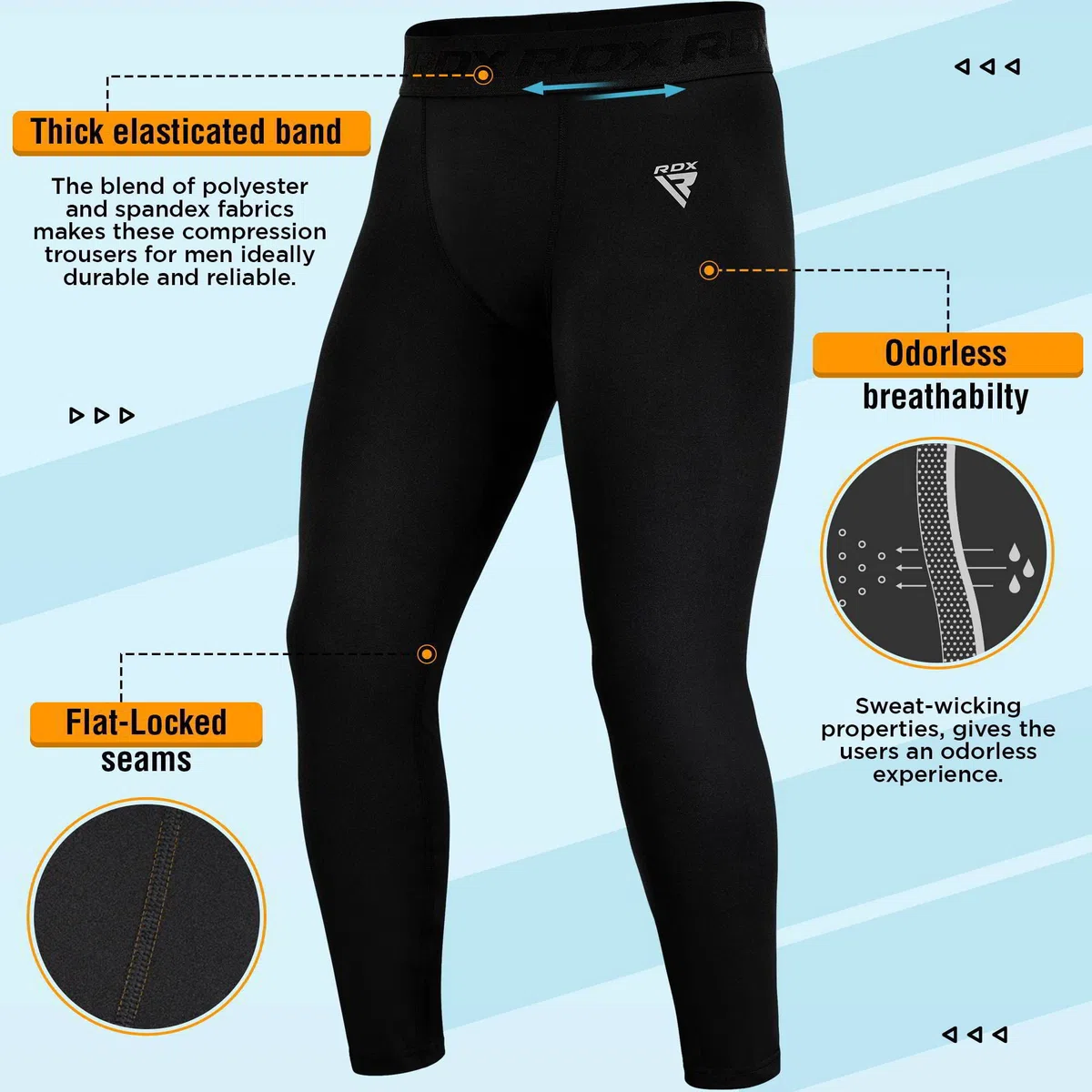 RDX MMA Pantaloni a Compressione, Sport Quick Dry Corsa Lunga Comodo Perfetto per Allenamento Atletico, Fitness, Ciclismo, Yoga, Basket, attività all'aperto, Esercizio di Palestra in Casa