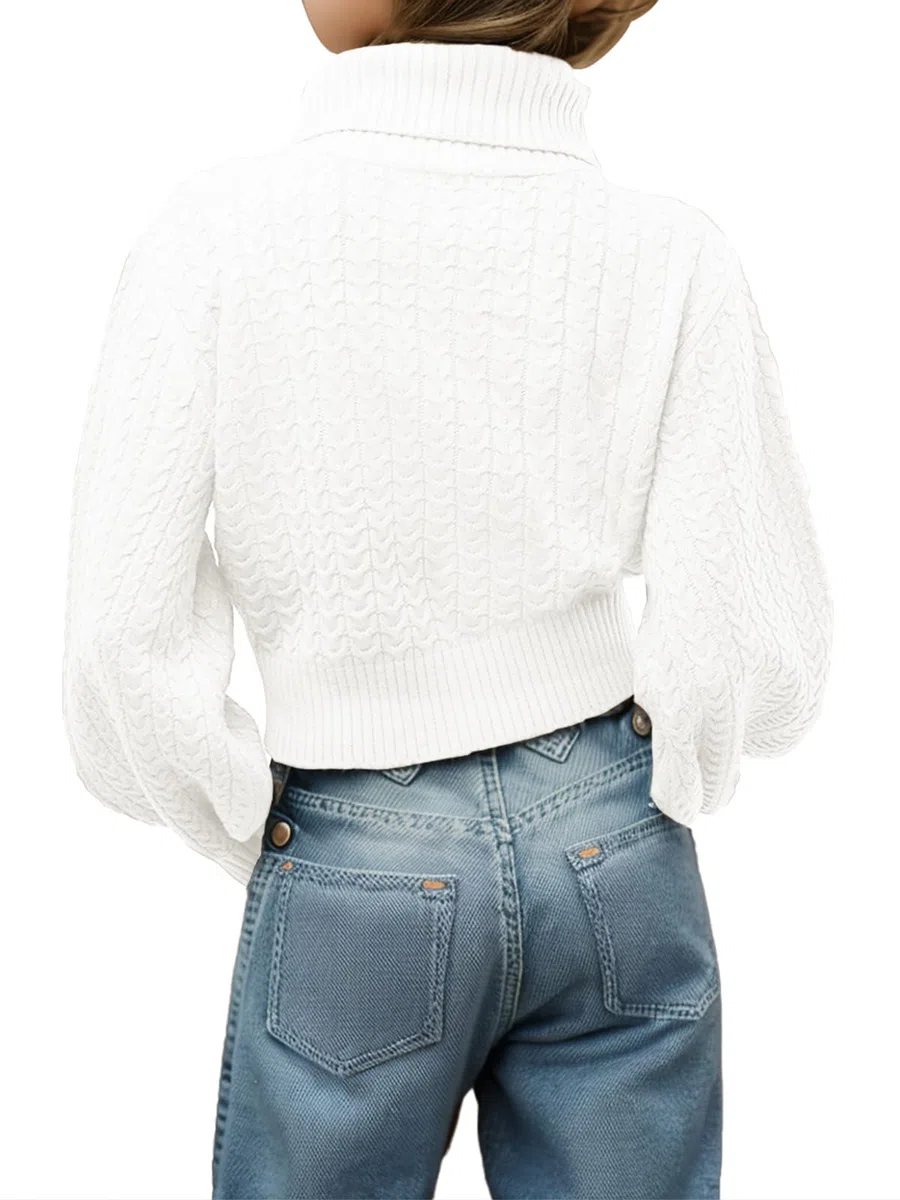 Haloumoning Maglione da ragazza, a collo alto, a maniche lunghe, casual, per bambini, autunno, inverno