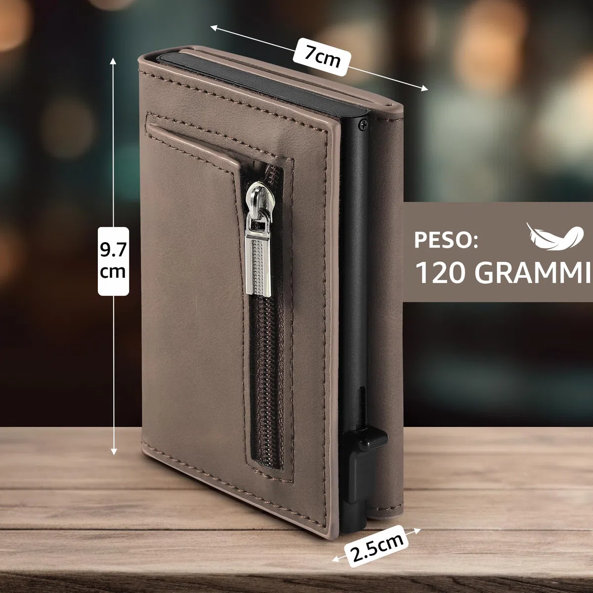 Portafoglio Uomo, RFID Magnetica Portafoglio Uomo Slim, Porta Carte di Credito Uomo - ID Window, Tasca portamonete con cerniera, Scomparto per Banconota - Marrone