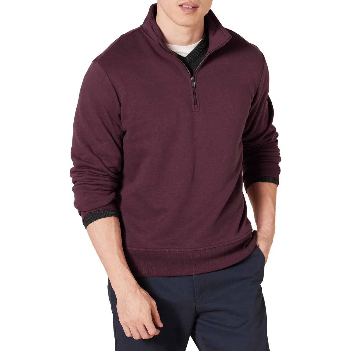 Amazon Essentials Felpa in Pile A Maniche Lunghe con Zip Corta Uomo