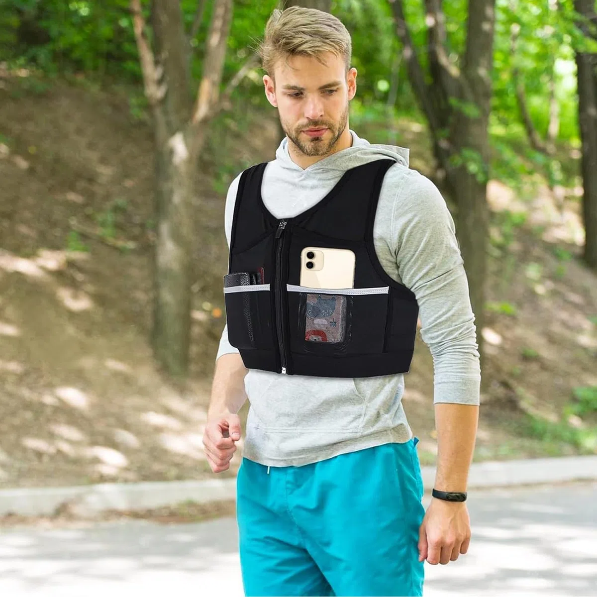Gilet Running Super Leggero, Zaino Trail Running per Uomo e Donna, Gilet da Corsa Riflettente Traspirante per Uomini e Donne, con 7 Tasche Cintura Regolabile Vest