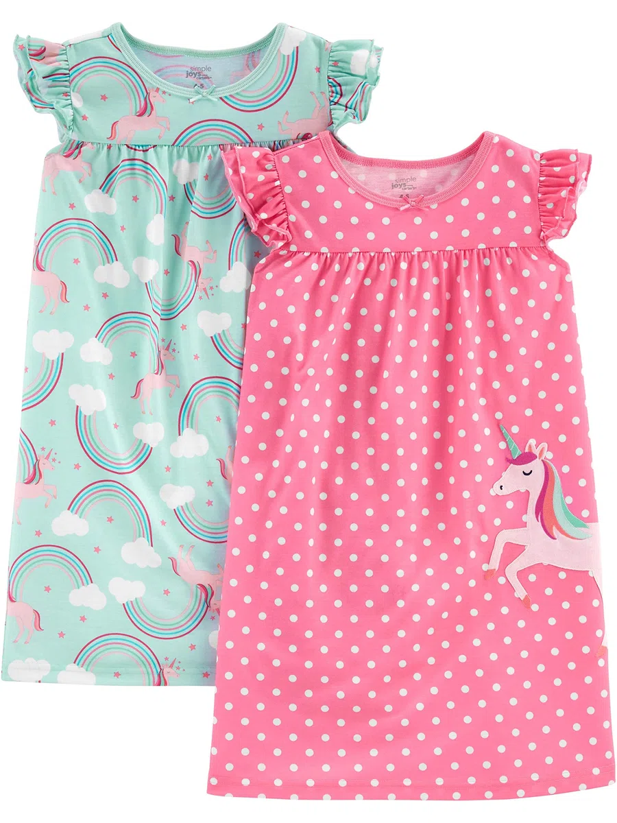 Simple Joys by Carter's 2-Pack Nightgowns Nightgowns Bambine e Ragazze (Pacco da 2)