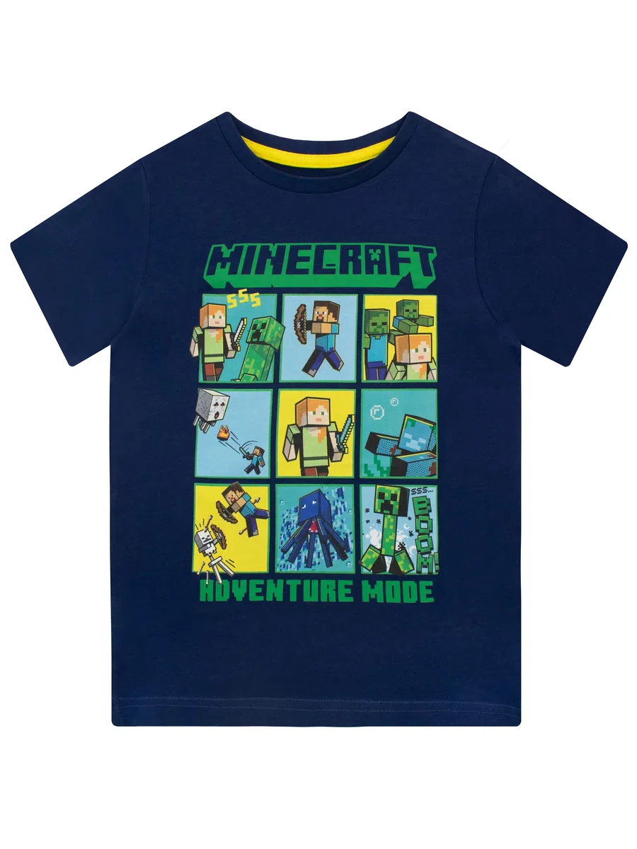 Minecraft Maglietta Maniche Corta per Ragazzi Creeper And Steve