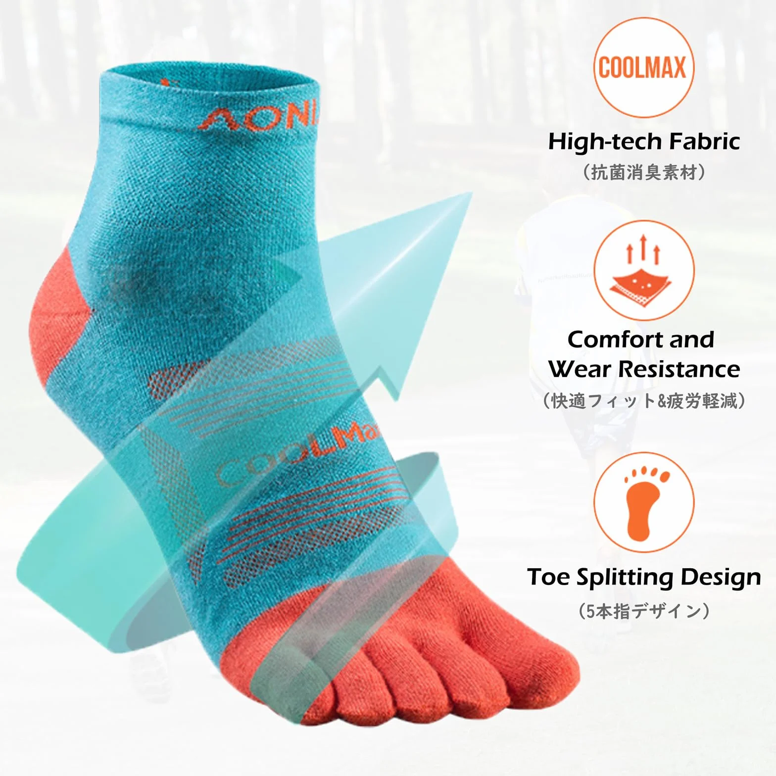 TRIWONDER 3 Paio Calzini da Corsa Anti-Vesciche Calze a 5 Dita Calzini Sportivi da Corsa Esercizi Running per Uomo Donna