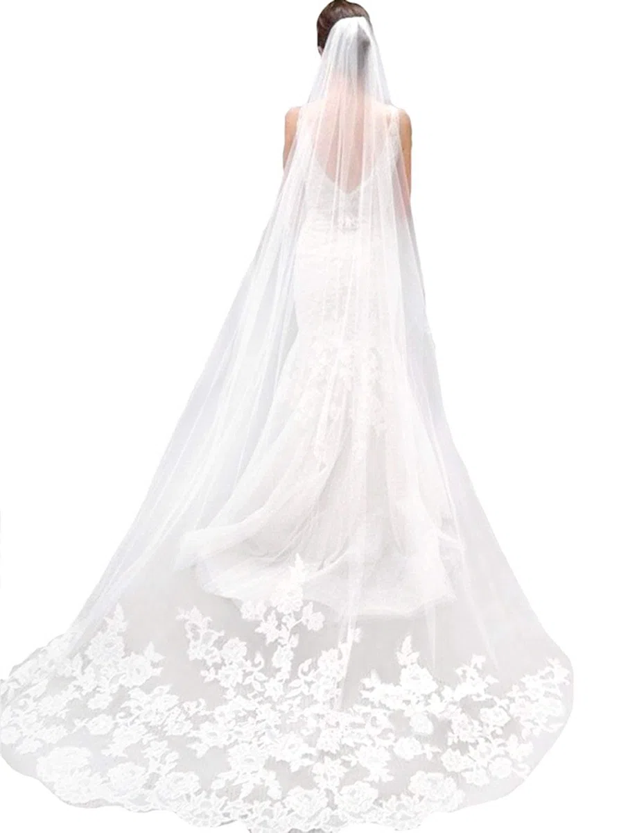 Velo da sposa monostrato Velo da sposa in pizzo Ricamo Sposa Forniture 3m