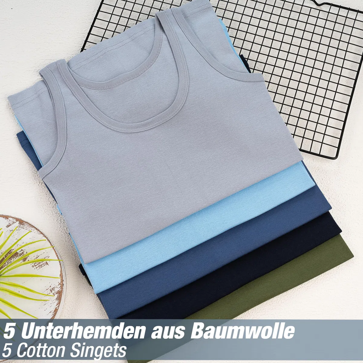LOREZA ® 5 Ragazzi Biancheria Canottiere Intima 100% Cotone Senza Cuciture Laterali Canotta