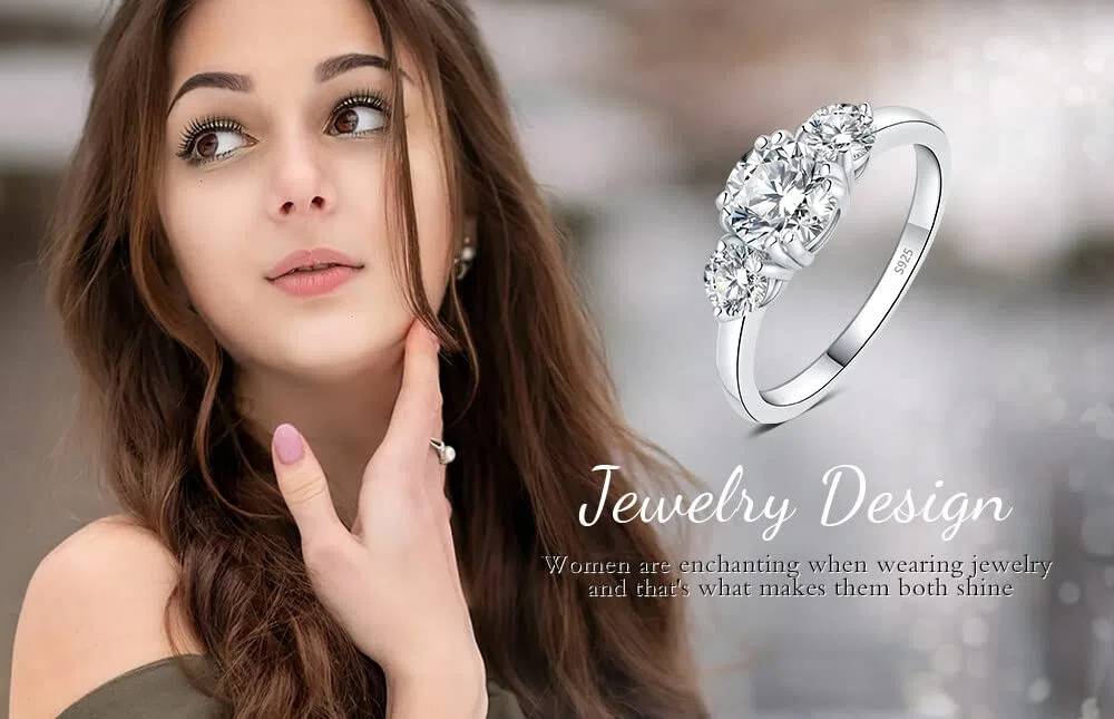 JewelryPalace 1ct Classico Anello a Tre Pietre Donna Argento con Cubica Zirconia, Anelli Donna 925 con Pietra a Taglio Rotondo, Fede Nuziale in Tre Ori Anello Matrimonio Set Gioielli Donna