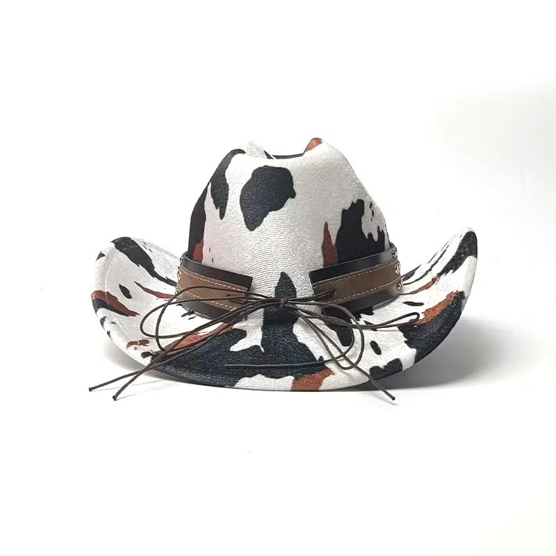 Cappello da cowboy per uomini e donne, cappello da cowboy western jazz, motivo mucche per adulti, copricapo di selvaggio west, costume per feste a tema matrimonio, cappelli da cowgirl in