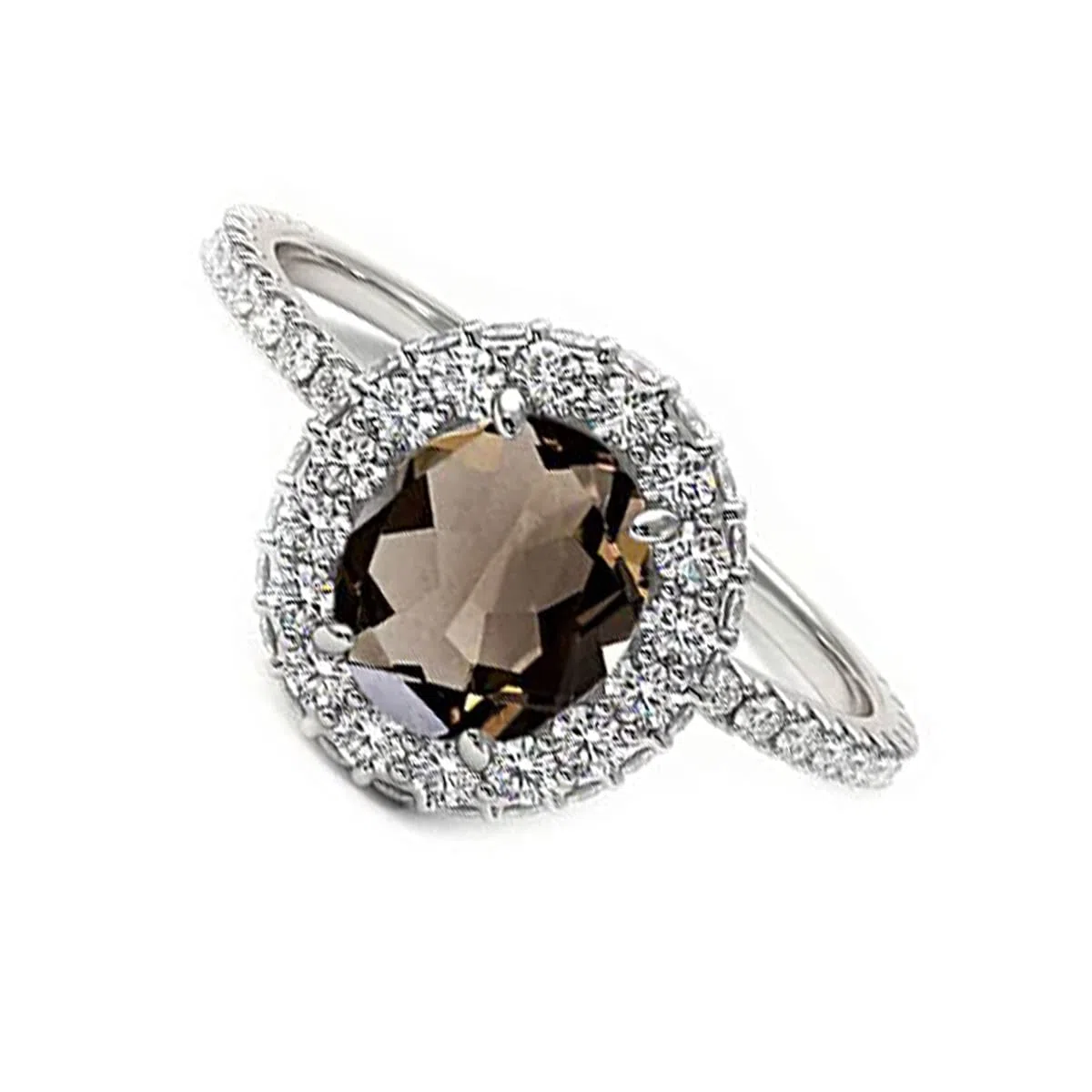 Creato pietre ovale sfaccettato quarzo fumé anello - anello d'argento 0,925 quarzo fumé marrone pietre preziose anello - gioielli accessori regalo per la fidanzata