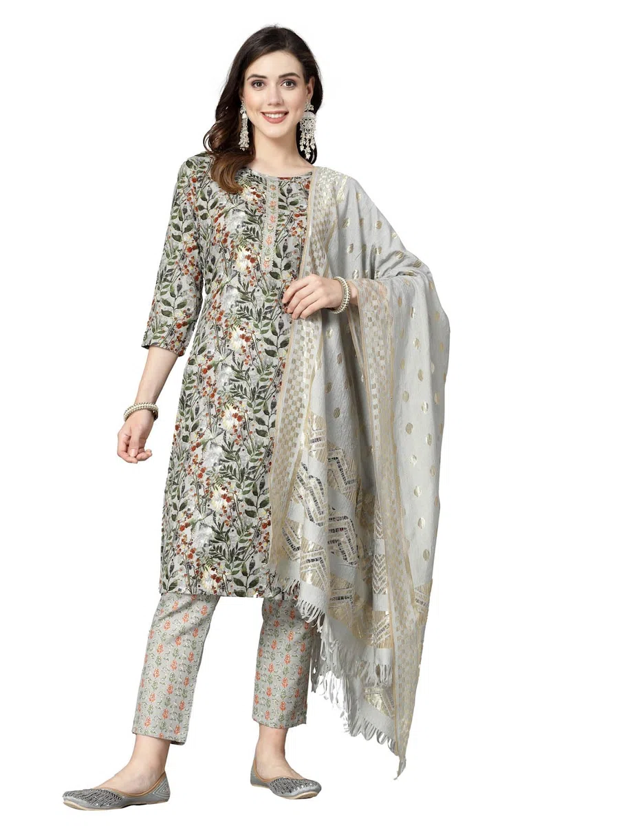 Stylum Dupatta - Set da donna con pantaloni corti dritti in misto cotone, stampa floreale