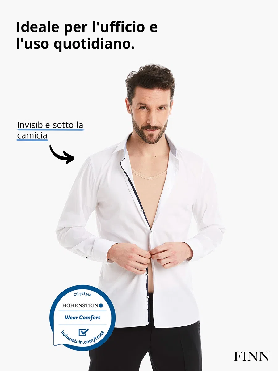 FINN Maglietta Intima Business Uomo Senza Maniche con Scollo a V - Maglia Sottogiacca in Originale Tessuto Lenzing® Modal - La Canottiera Perfetta sotto Camicia e Abito