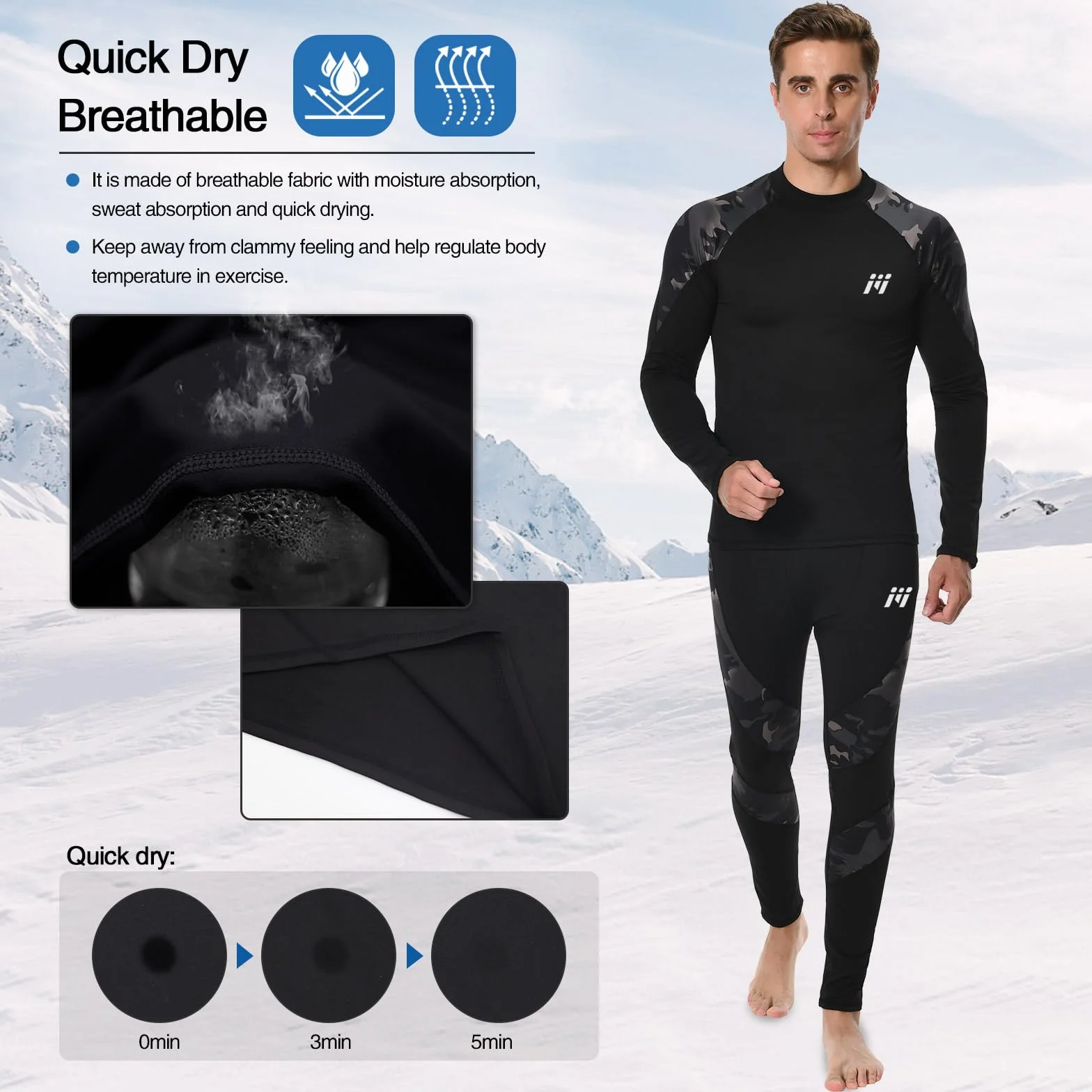 MEETWEE Thermal Underwear Set Biancheria Intima Termica da Uomo