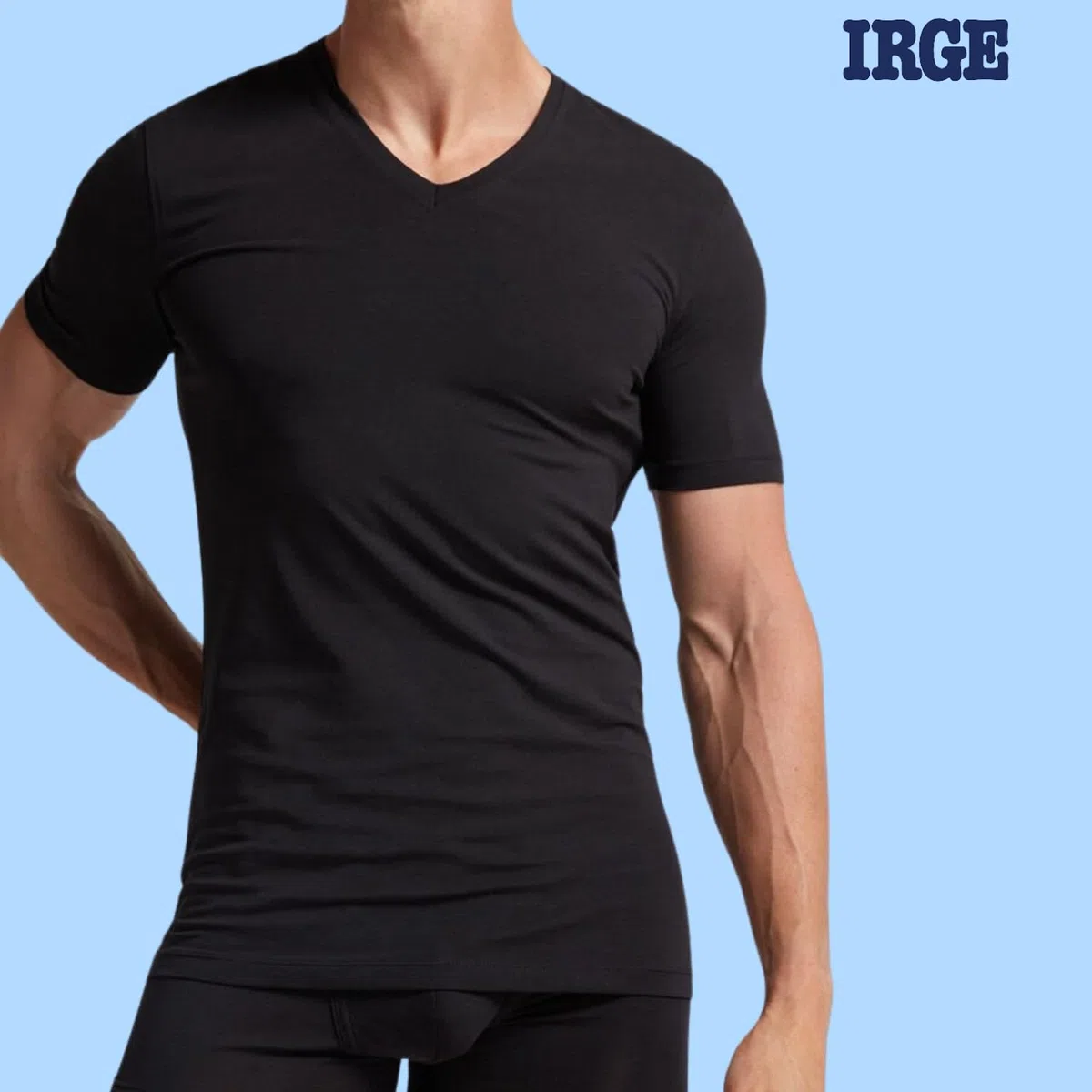 Irge - Set 3 Magliette Intime Uomo Cotone Elasticizzato Girocollo e Scollo V T Shirt Finissima Cuciture Piatte Intimo Maglietta Uomo Nera Bianca e Colorata