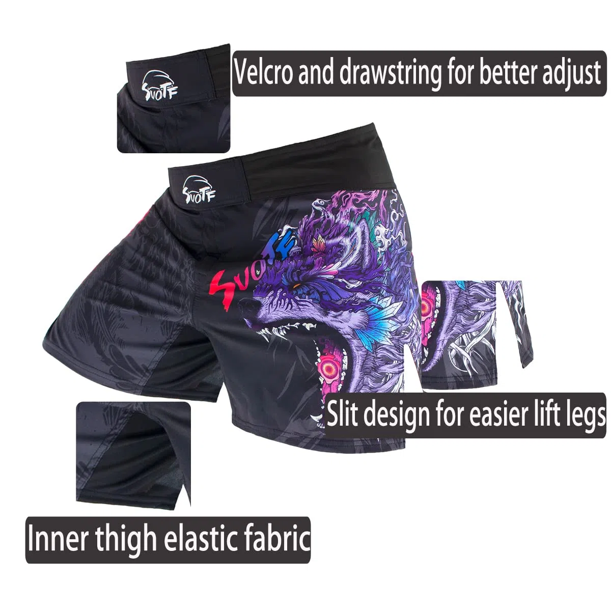 Pantaloncini da combattimento da uomo, per MMA, BJJ, boxe, da uomo