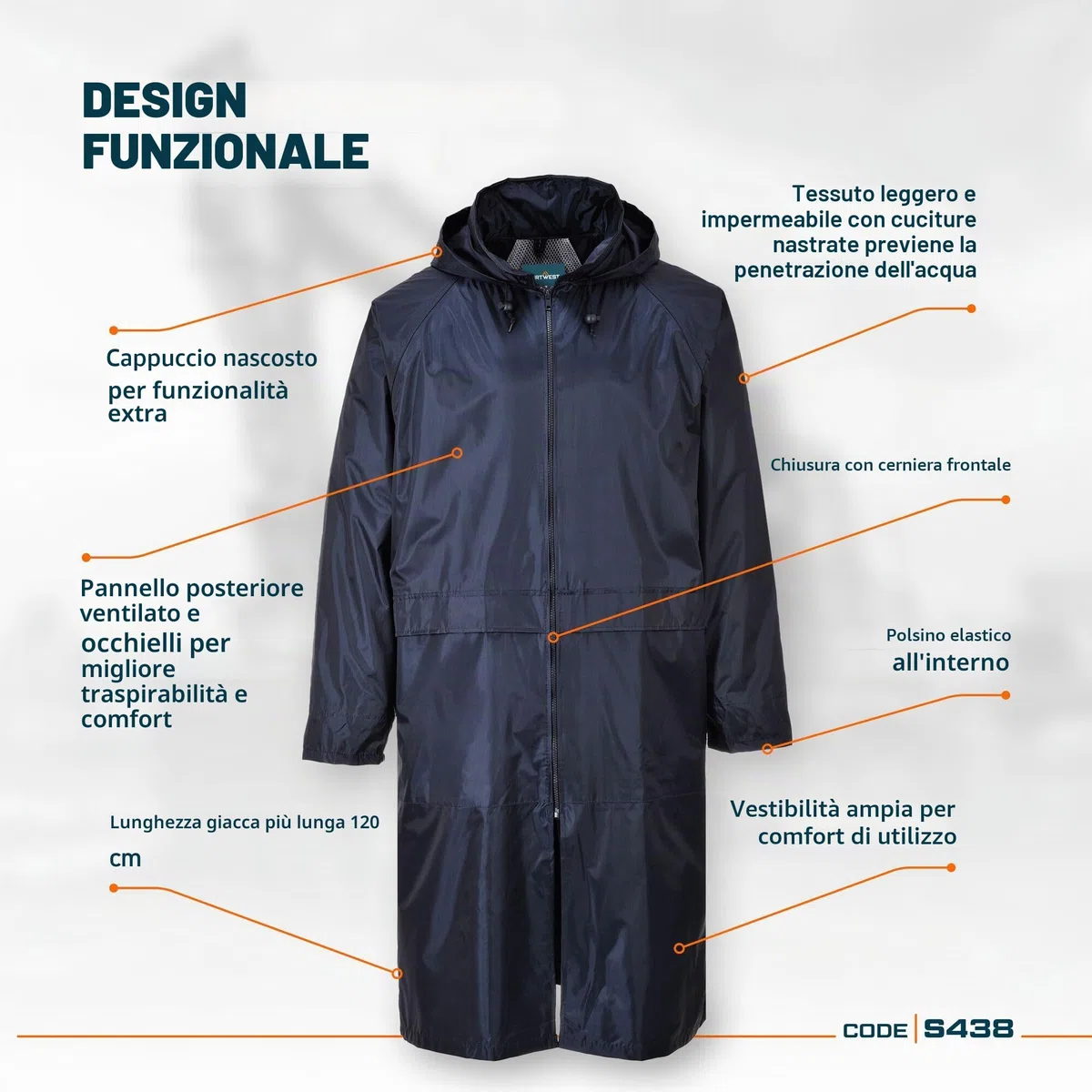 Classic Rain Coat Color: Navy Talla: Large