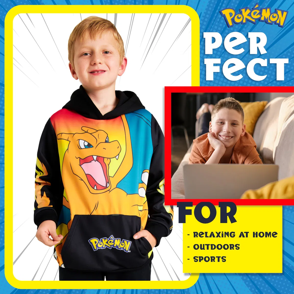 Pokémon Felpe con Cappuccio per Bambini Ragazzi Adolescenti Pikachu Felpa Comoda con Tasca a Canguro Regalo Bambino