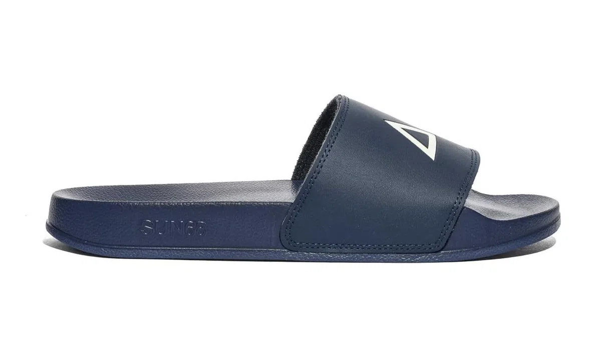 SUN68 X36110 Slippers Logo Navy Blue Ciabatte per Uomo in Gomma