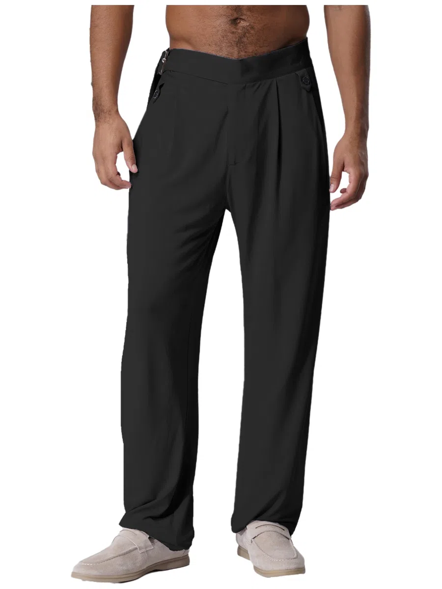 Alvivi Pantaloni Lunghi da Ballo Latino Standard Uomo Danza Classica Moderna a Vita Alta Competizione Pantalone da Ballo Sala Salsa Tango Rumba Pattinaggio