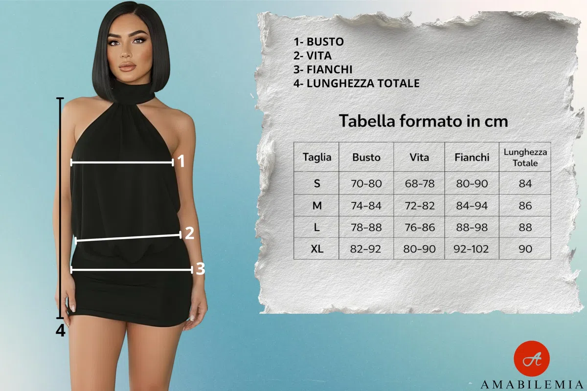 Vestito Donna Corto Sexy Estivo Mini Abito Nero Elegante con Schiena Scoperta e Collo Alto Miniabito da Sera Festa e Discoteca AM234