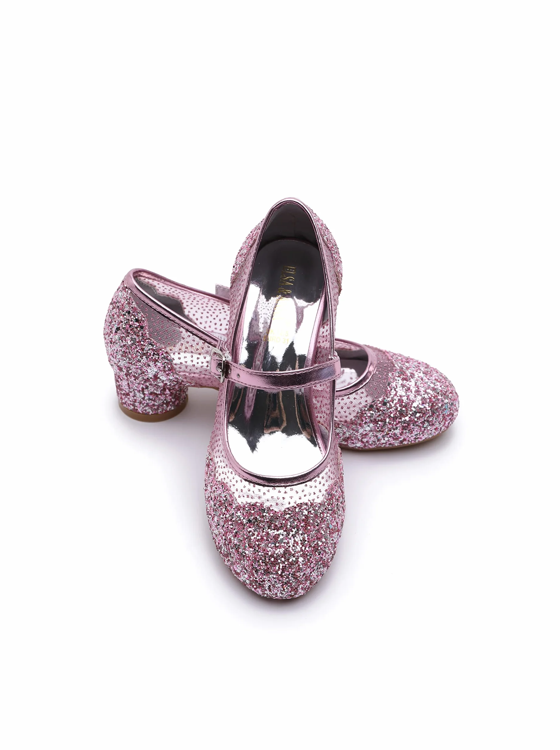 ELSA & ANNA Scarpe da principessa per ragazze - Scarpe con tacco 3cm - Scarpe per costumi Elsa glitterate per feste e compleanni - Tacchi alti per bambini (SH2206)