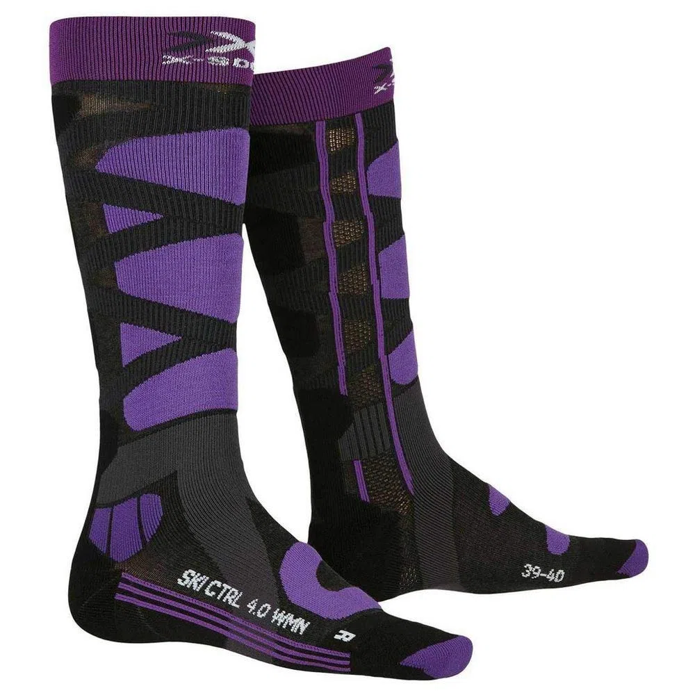 X-Socks Trail Run Energy - Calzini da corsa ad alta tecnologia da donna con tecnologie brevettate per un comfort ottimale durante le attività più estese - Antracite/Lavanda/Grigio, 37-38
