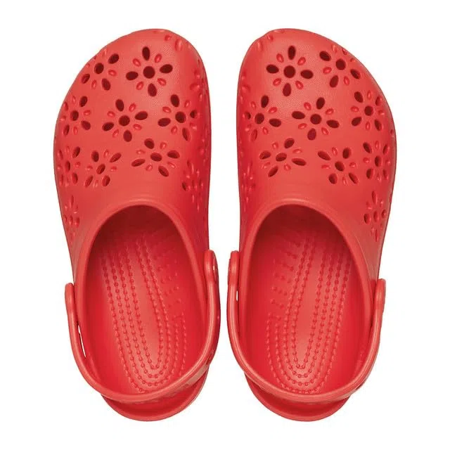 Crocs Classic Floral Cut Out Clog T, Zoccoli Unisex - Bambini e Ragazzi, Cherry Red, 27/28 EU