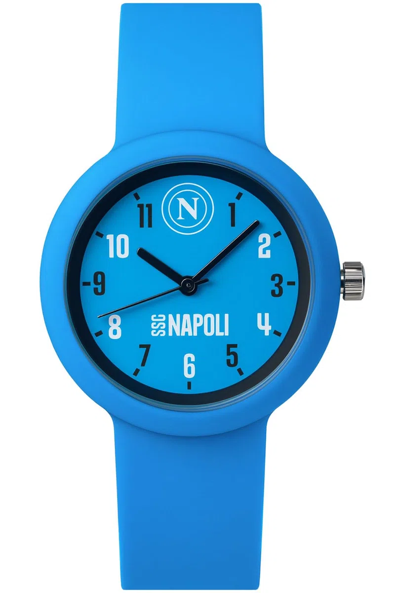 Clondo Orologio Da Polso Analogico Bambini, Idea Regalo 6-12 Anni Per Napoli Fan, Cassa 33mm e Cinturino Silicone, Scatola Ufficiale