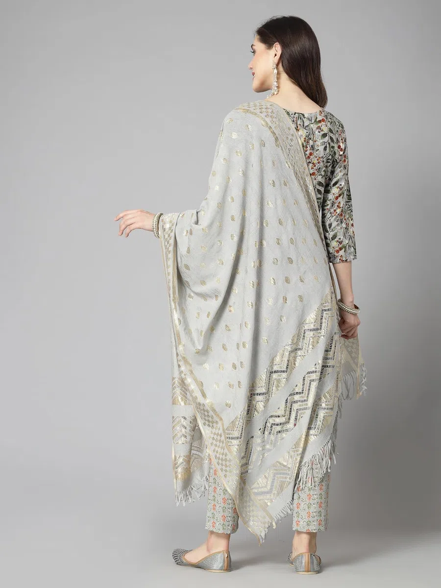 Stylum Dupatta - Set da donna con pantaloni corti dritti in misto cotone, stampa floreale