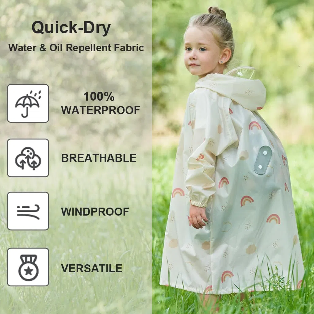 Impermeabili per Bambini Ragazzi Ragazze Giacche da Pioggia Bambino Portatile Poncho Antipioggia Leggero Cappotto di Pioggia