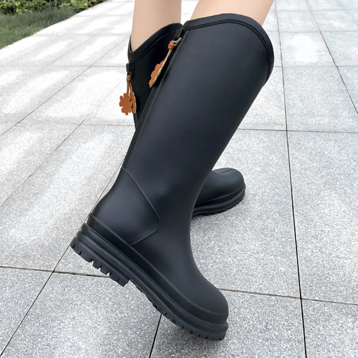 Donna Stivaletti Pioggia Stivali da Giardino in Gomma da Lavoro Wellies Ankle Boots Tronchetti Donna Altezza Stivaletti Moda Antivento Stivali Wellies Ankle Boots per Esterni, Giardino e Cortile