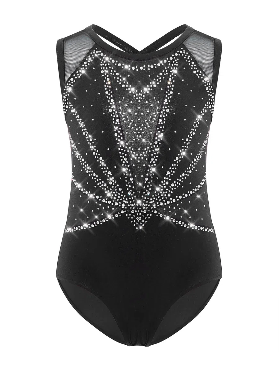 Freebily Body Ginnastica Artistica Bambina Balletto Leotards con Pantaloncini e Fascia per Capelli Body Danza Classica Moderna con Strass Abito da Pattinaggio Artistico