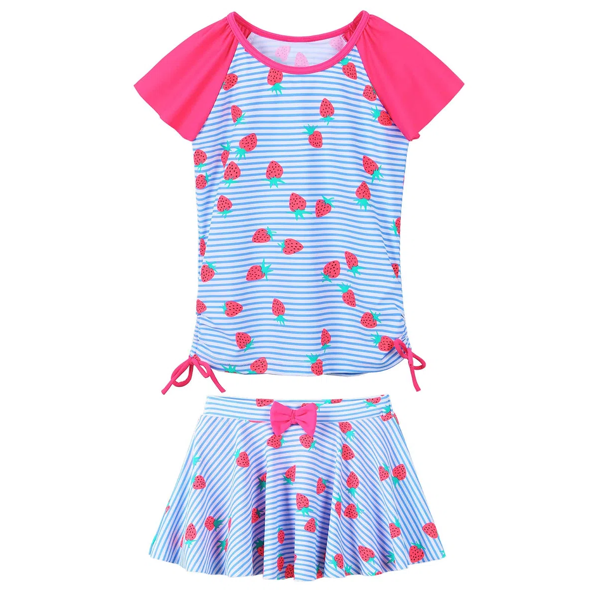 Costume da bagno da bambina, due pezzi, protezione UV, asciugatura rapida, UPF 50+, costume da bagno 3-12 anni