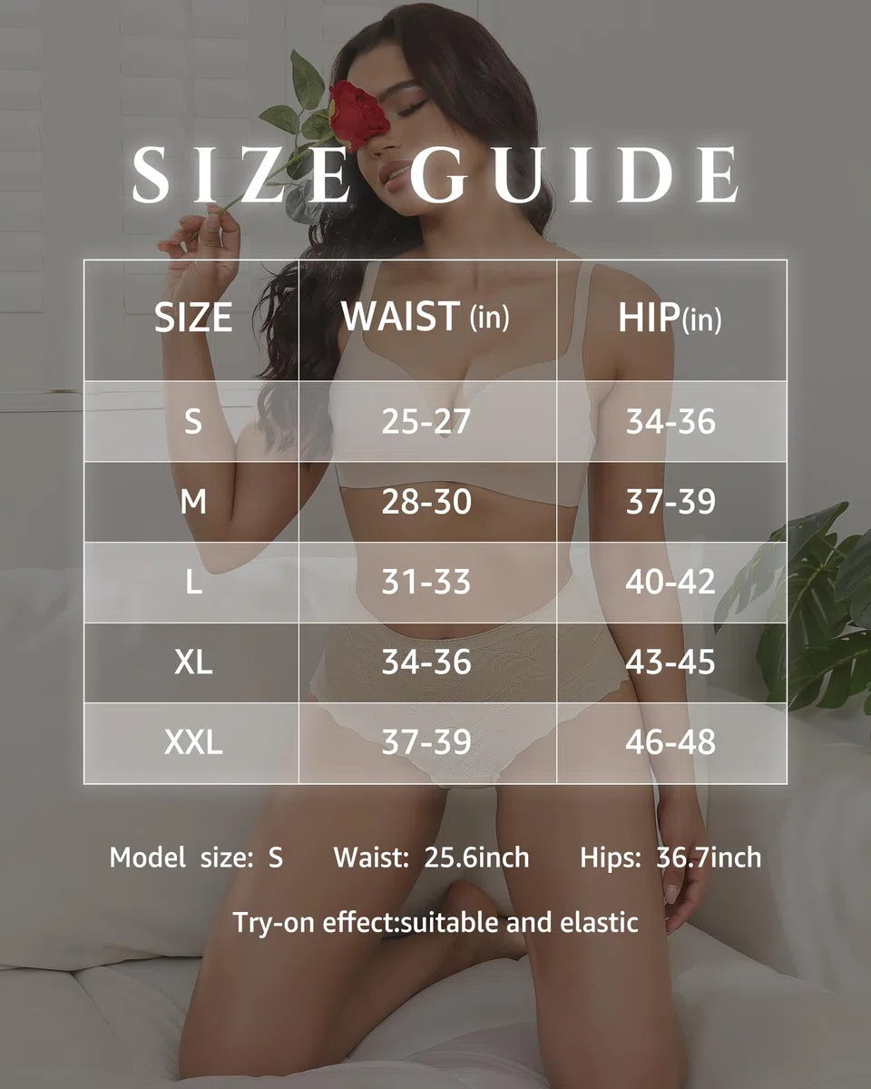 Levao Mutandine da donna in pizzo corto morbido e confortevole, slip invisibile, da donna, intimo, sexy, senza cuciture, da donna, confezione da 5