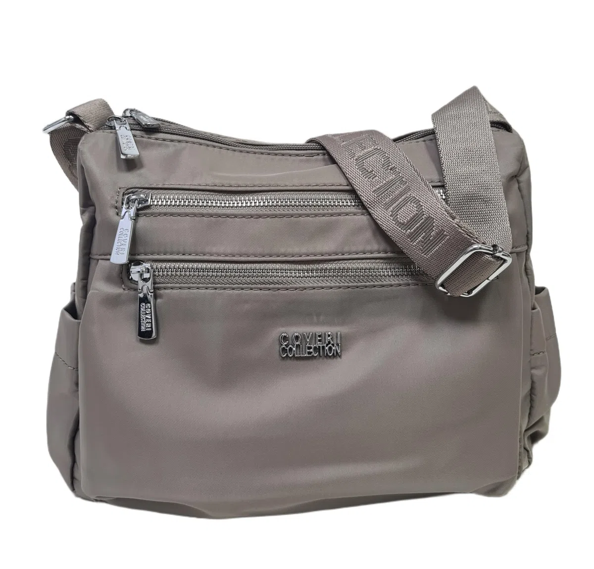 COVERI COLLECTION Borsa a Tracolla in Nylon Impermeabile, Multitasche, Dimensioni 28x23x12 cm, con Cerniere Metalliche, Tracolla Personalizzata Design Casual Art. 5056-20