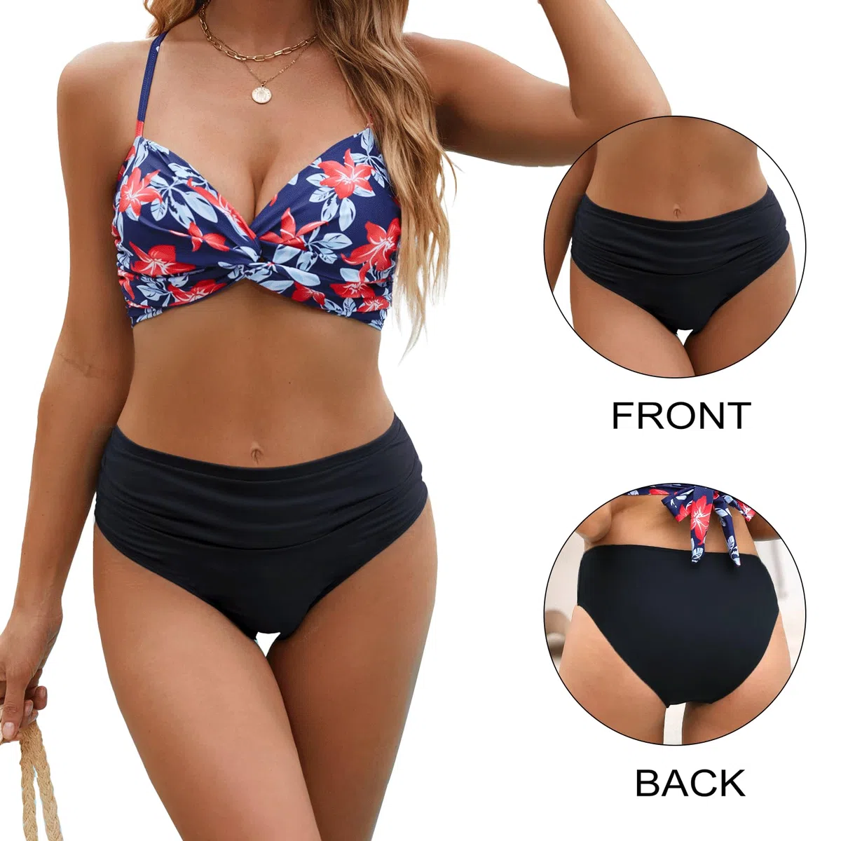 Adigaber Slip da Bikini Vita Alta e Bassa Sexy Pacco da 2 per Donne Ragazze Adolescenti Bikini Bottom