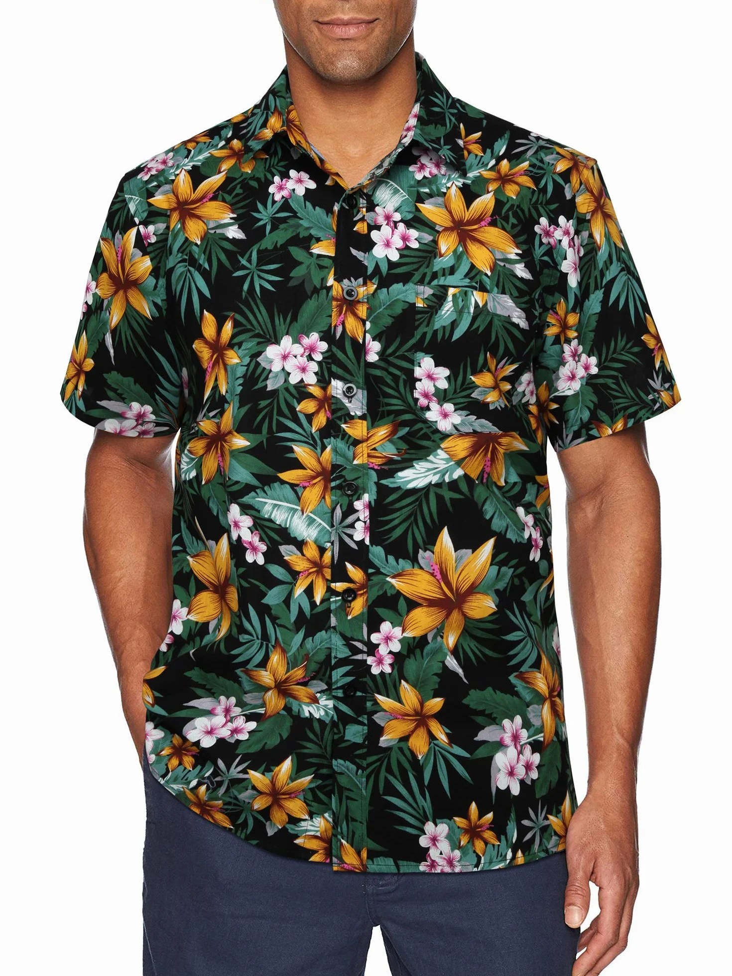 HISDERN Camicie Aloha Hawaiana Funky Manica Corta Tasca Anteriore Vacanza Estate Stampato Spiaggia Camicia Casual Hawaii S-2XL