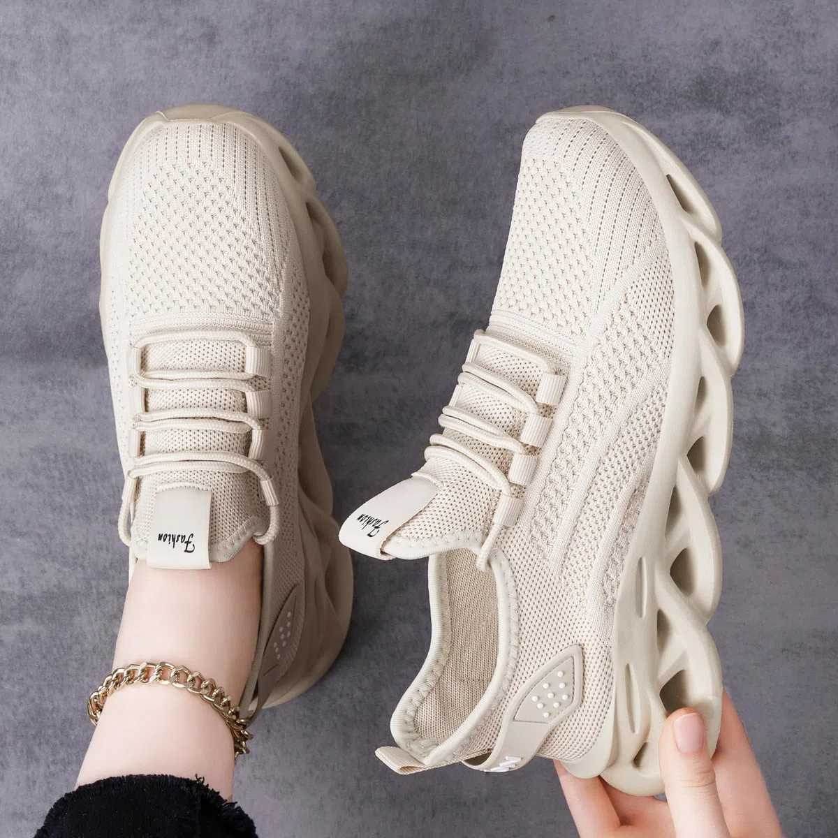 Scarpe Ginnastica Donna Sneakers con Platform in Maglia Traspiranti Leggere Suola Alta Running Scarpe Sportive per Fitness Trekking Antiscivolo Sportive 36-41