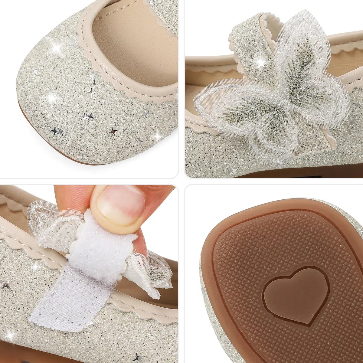 MK MATT KEELY Scarpe Principessa Bambina Ballerine Bimba con Farfalla Scarpe Brillantini Mary Jane Partito Bambine e Ragazze