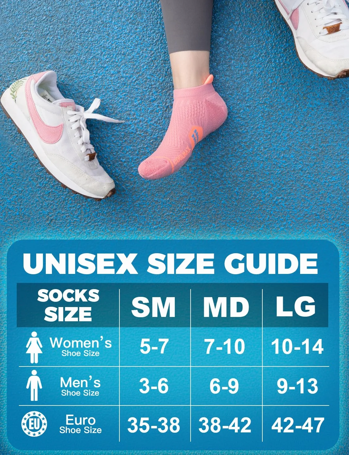 Juclise Calzini da corsa invisibili a compressione Coolmax Bamboo da donna, traspiranti, ammortizzati, anti-vesciche, senza cuciture Calze Sportivi